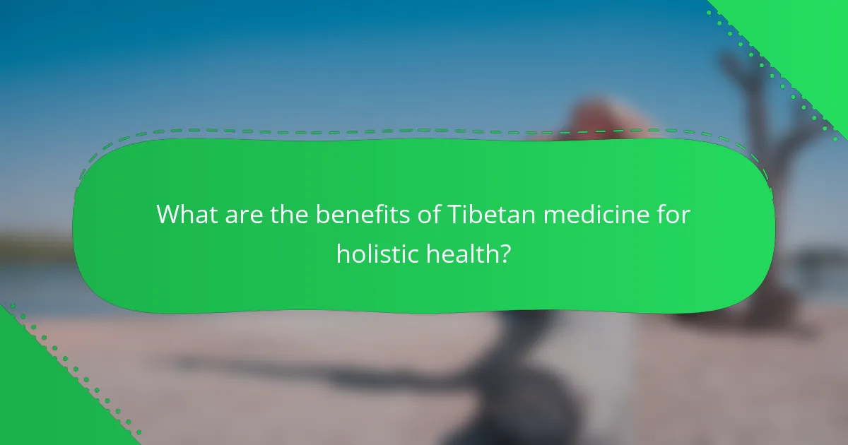 What are the benefits of Tibetan medicine for holistic health?