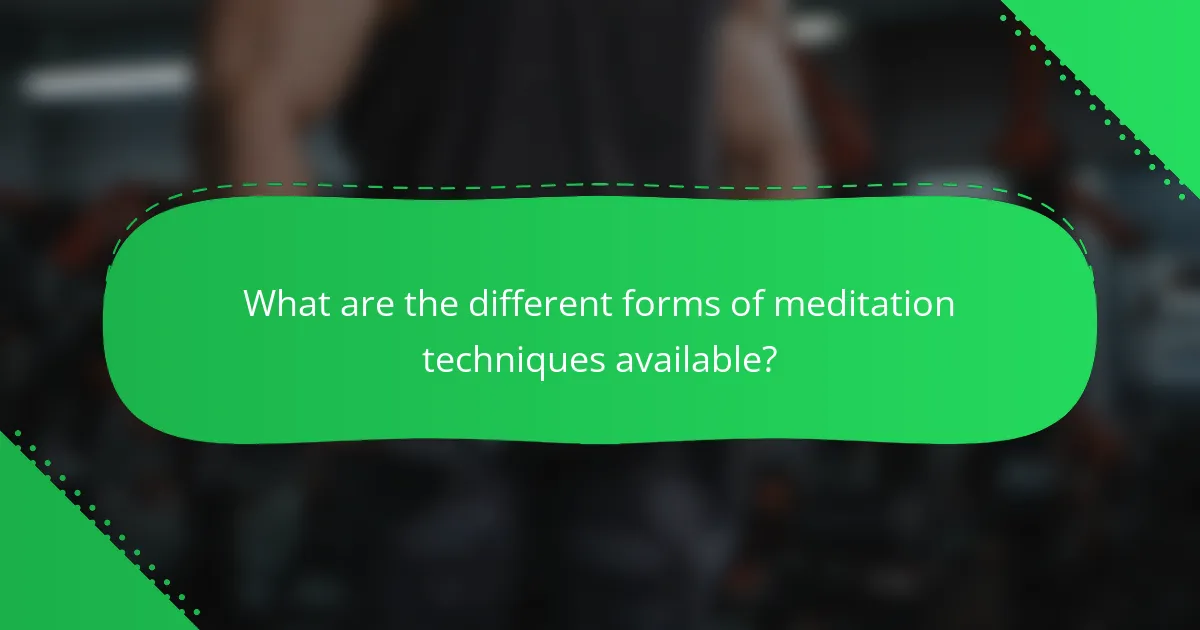 What are the different forms of meditation techniques available?