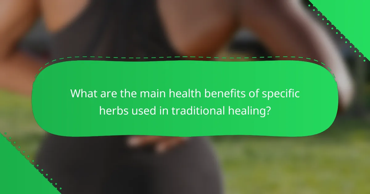 What are the main health benefits of specific herbs used in traditional healing?